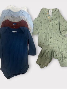 6pc Baby Boy Bundle 0-3M - 5 Carter’s Onesies & 1 Gerber Outfit